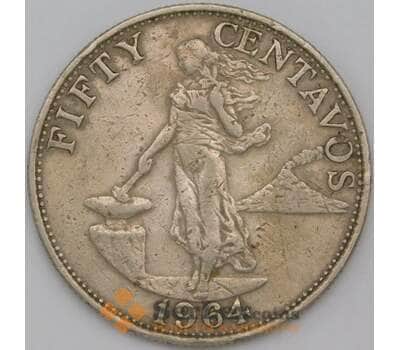 Монета Филиппины 25 сентаво 1964 КМ189 VF арт. 22768