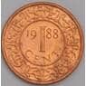 Суринам монета 1 цент 1988 КМ11b UNC арт. 41478