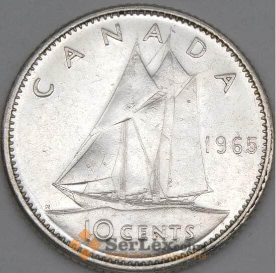 Канада 10 центов 1965 КМ61 XF арт. 21735