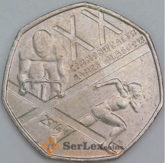 Великобритания 50 пенсов 2014 КМ1311 XF Игры Содружества 2014. Глазго арт. 56539