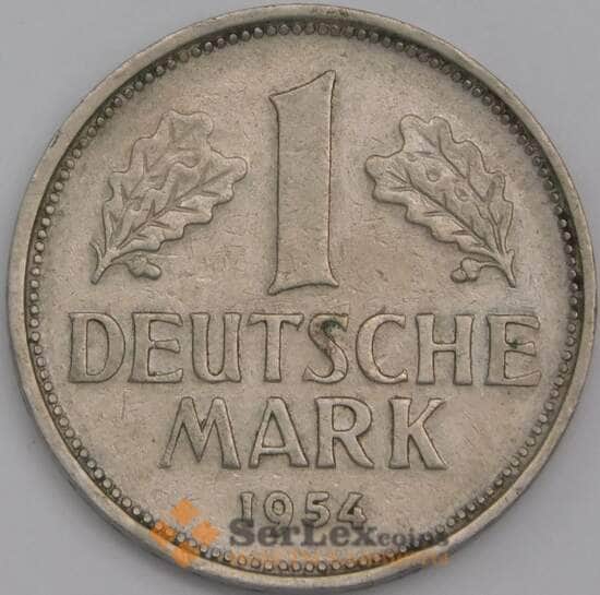 Германия монета 1 марка 1954 D КМ110 XF арт. 43578