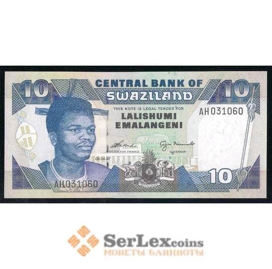 Свазиленд банкнота 10 эмалангени 1997 Р24b UNC  арт. 42485