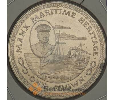 Монета Мэн остров 1 крона 1982 КМ99 Корабль SS Mona's Queen (ОС) арт. 21464