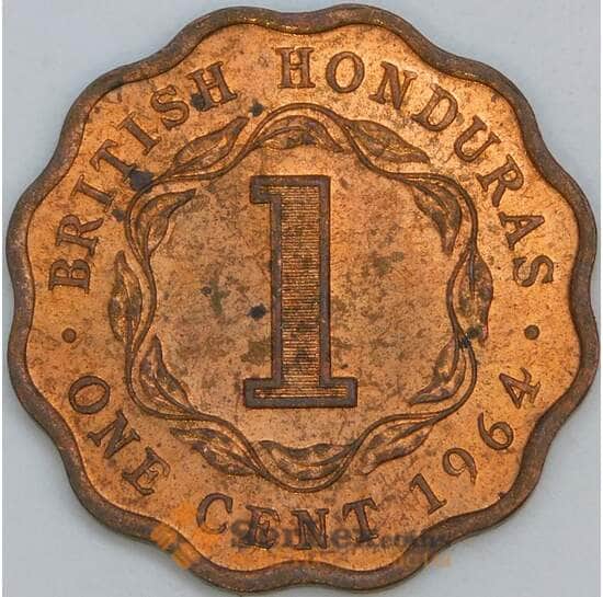 Гондурас Британский 1 цент 1964 КМ30 aUNC арт. 57192