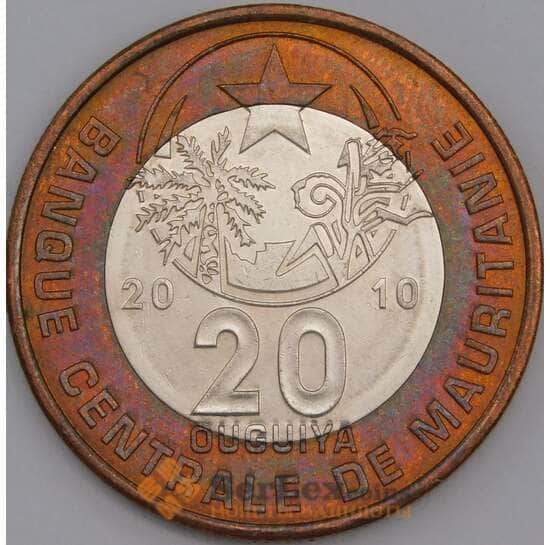 Мавритания монета 20 угий 2010 КМ8 АU арт. 44773