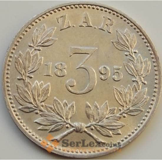 Южная Африка ЮАР 3 пенса 1895 КМ3 aUNC арт. 8242