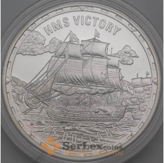 Соломоновы острова 25 долларов 2005 Proof корабль HMS Виктория арт. 28616