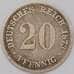 Монета Германия 20 пфеннингов 1873 D КМ5 арт. 36694