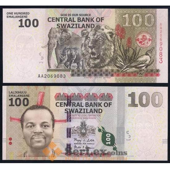 Свазиленд банкнота 100 эмалангени 2010 Р39 UNC  арт. 40347