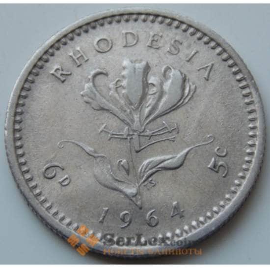 Родезия 6 пенсов - 5 центов 1964 КМ13 VF арт. 7136