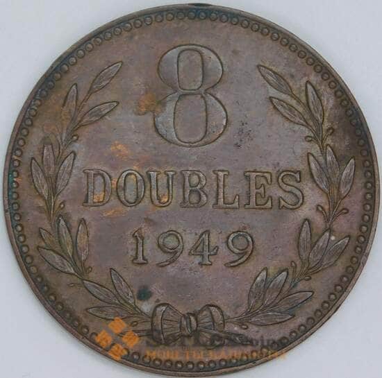 Гернси 8 дублей 1949 КМ14 XF удар арт. 56685