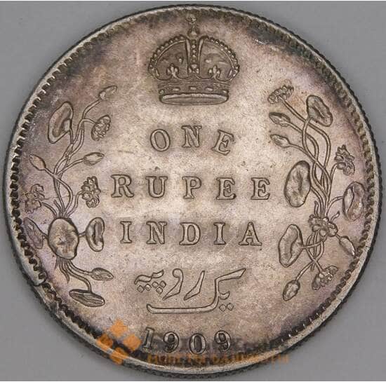 Британская Индия 1 рупия 1909 КМ508 aUNC  арт. 53132