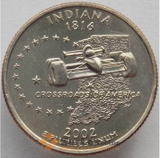 США 25 центов 2002 D UNC КМ334 Индиана (J05.19) арт. 15253
