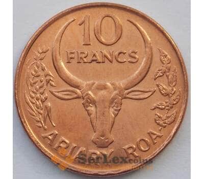 Монета Мадагаскар 10 франков 1991 КМ11a UNC (J05.19) арт. 17461