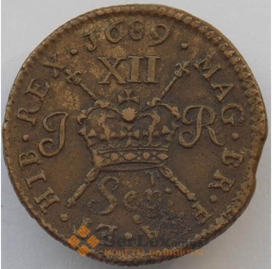 Ирландия 1 шиллинг 1689 КМ94 XF (J05.19) арт. 17389