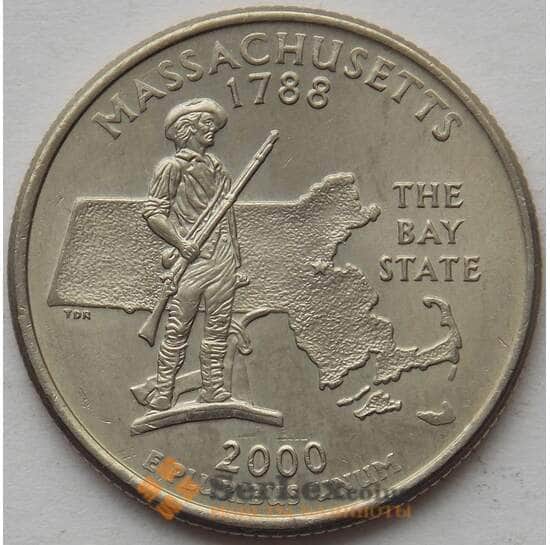 США 25 центов 2000 D КМ305 UNC Массачусетс арт. 15818