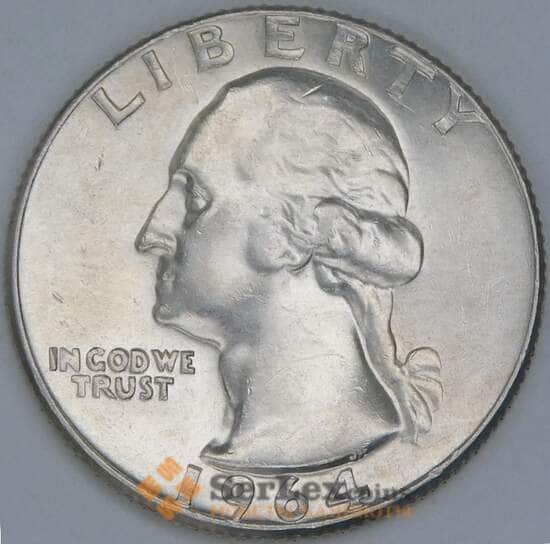 США 1/4 доллара 1964 D КМ164 UNC штемпельный блеск арт. 39868