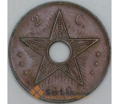 Бельгийское Конго 2 сантима 1910 КМ16 XF арт. 55293