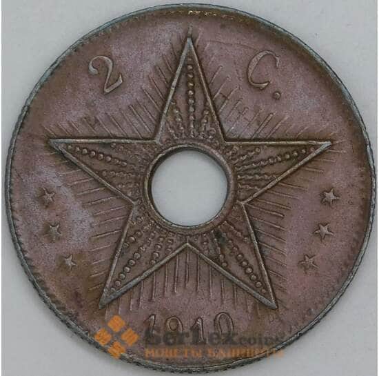 Бельгийское Конго 2 сантима 1910 КМ16 XF арт. 55293
