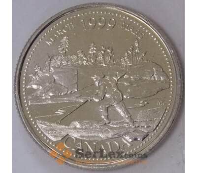 Монета Канада 25 центов 1999 КМ344 UNC Март серия Миллениум (J05.19) арт. 17751