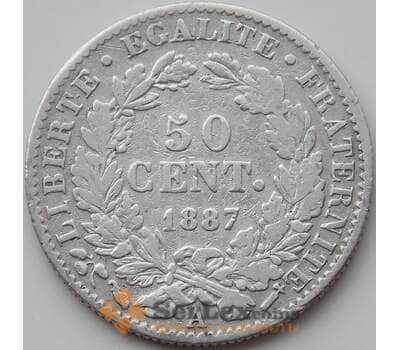 Монета Франция 50 сантимов 1887 A КМ834 VF арт. 11959
