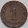 Германия монета 1 пфенниг 1874 C КМ1 XF  арт. 15075