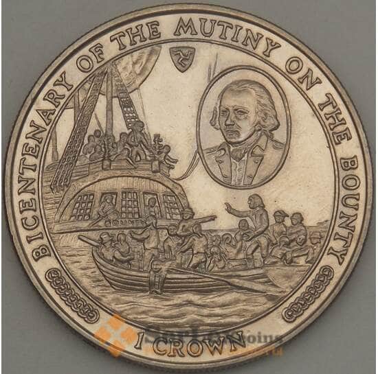 Мэн остров 1 крона 1989 КМ242 Корабль "Баунти"  (ОС) арт. 21469