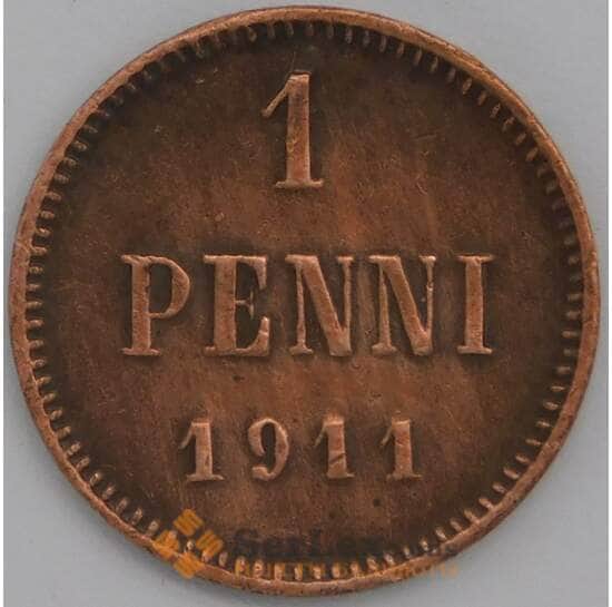Русская Финляндия монета 1 пенни 1911 КМ11 XF арт. 42328 Русская Финляндия монета 1 пенни 1911 КМ11 XF арт. 42328