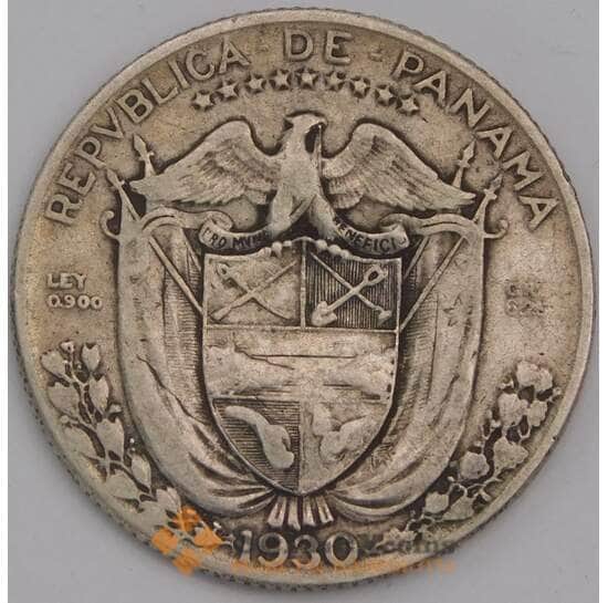 Панама монета 1/4 бальбоа 1930 КМ11.1 VF арт. 41283