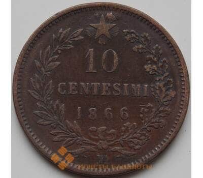 Монета Италия 10 чентезимо 1866 М КМ11 VF+ арт. 7984