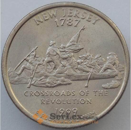 США 25 центов 1999 P КМ295 UNC Нью-Джерси (J05.19) арт. 17321
