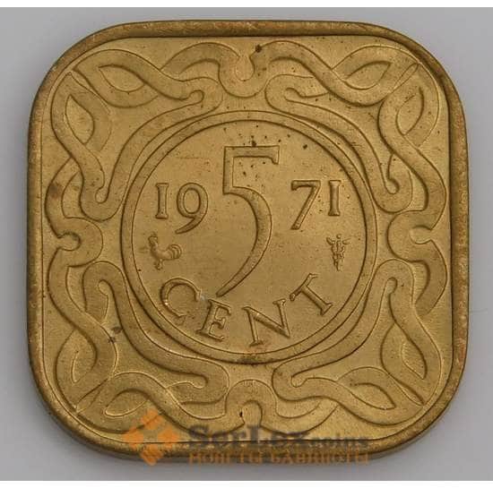 Суринам монета 5 центов 1971 КМ12 UNC арт. 46161