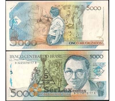 Банкнота Бразилия 5 крузейро 1989 Р217 UNC арт. 12767