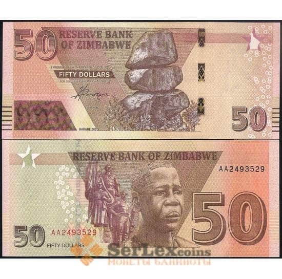 Зимбабве 50 Долларов 2020 РW105 UNC арт. 30942