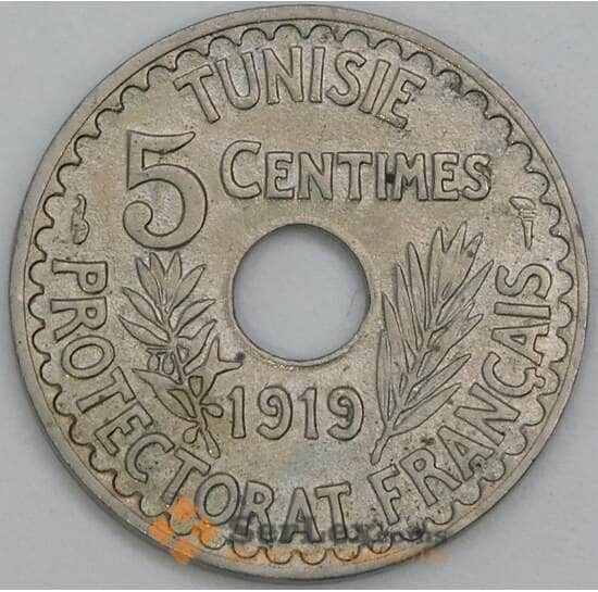 Тунис 5 сантимов 1919 KM242 XF арт. 55237