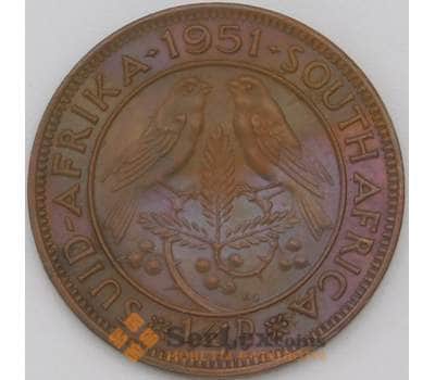 Монета Южная Африка ЮАР 1/4 пенни 1951 КМ32.2 AU арт. 22760