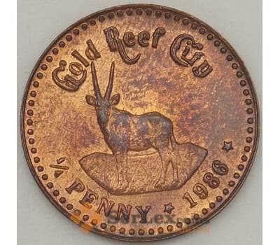 Монета Голд Риф Сити (ЮАР) 1/4 пенни 1986 UNC (n17.19) арт. 20083