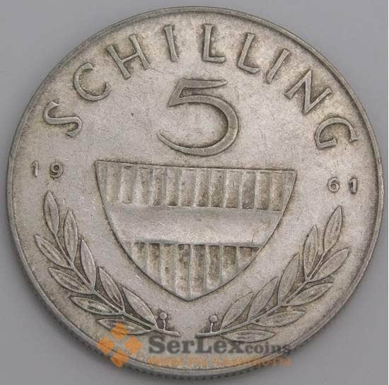 Австрия монета 5 шиллингов 1961 КМ2889 VF арт. 45998