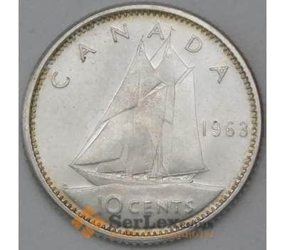 Монета Канада 10 центов 1963 КМ51 aUNC арт. 23845