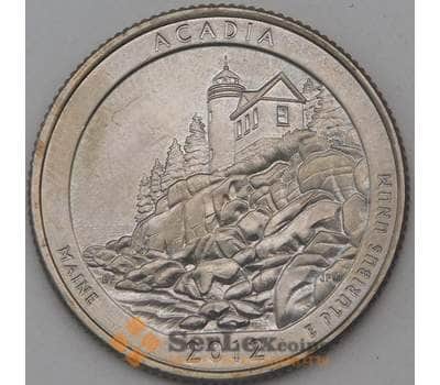 Монета США 25 центов 2012 13 парк Акадия S арт. 26555