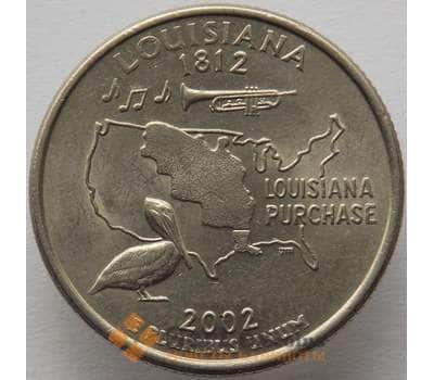 Монета США 25 центов 2002 P КМ333 aUNC Луизиана арт. 15438