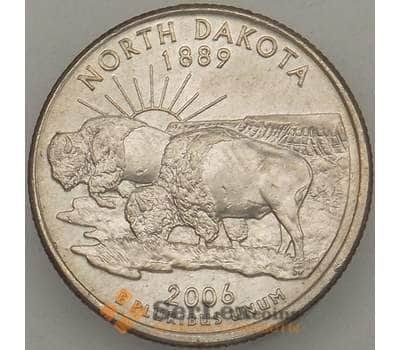 Монета США 25 центов 2006 P XF Северная Дакота арт. 18914