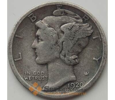 Монета США дайм 10 центов 1920 D КМ140 VF арт. 12134