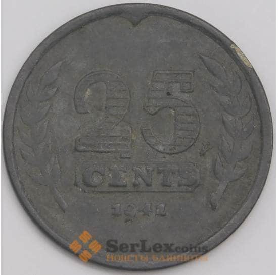 Нидерланды монета 25 центов 1941 КМ174 XF  арт. 42922