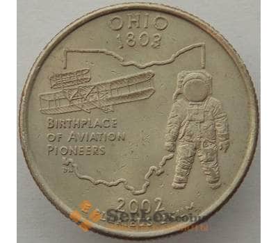 Монета США 25 центов 2002 P КМ332 aUNC Огайо арт. 15419