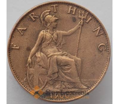 Монета Великобритания 1 фартинг 1900 КМ788 VF Серебро (J05.19) арт. 16116