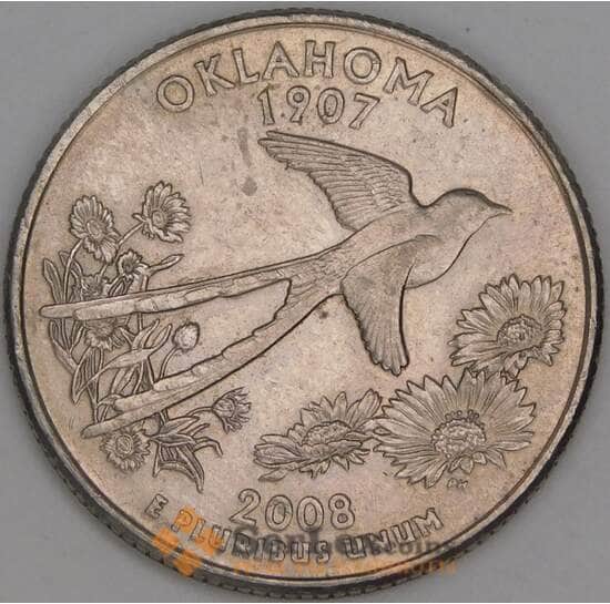 США 25 центов 2008 P КМ421 Оклахома XF арт. 52940