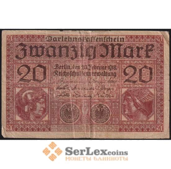 Германия Берлин банкнота 20 марок 1918 F арт. 48648