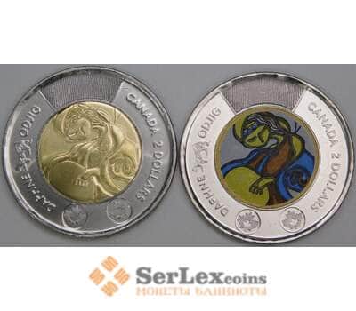 Канада 2 доллара 2025 (2 шт.) UNC Дафни Оджиг простая+цветная арт. 54968