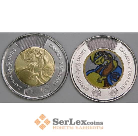 Канада 2 доллара 2025 (2 шт.) UNC Дафни Оджиг простая+цветная арт. 54968